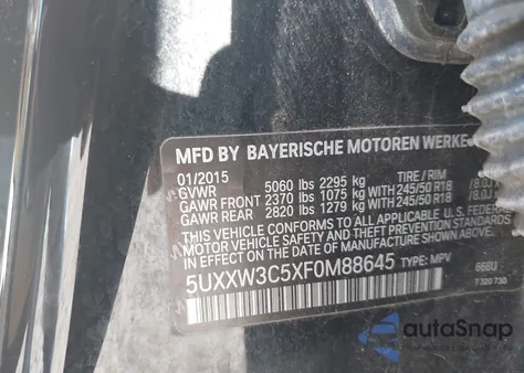 2015 BMW X4 xDrive28I из США, поврежденный, VIN 5UXXW3C5XF0M88645